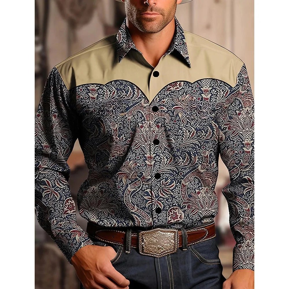 Men's Two-Tone Western-Style Button-Up Shirt - Chrissy's Eye