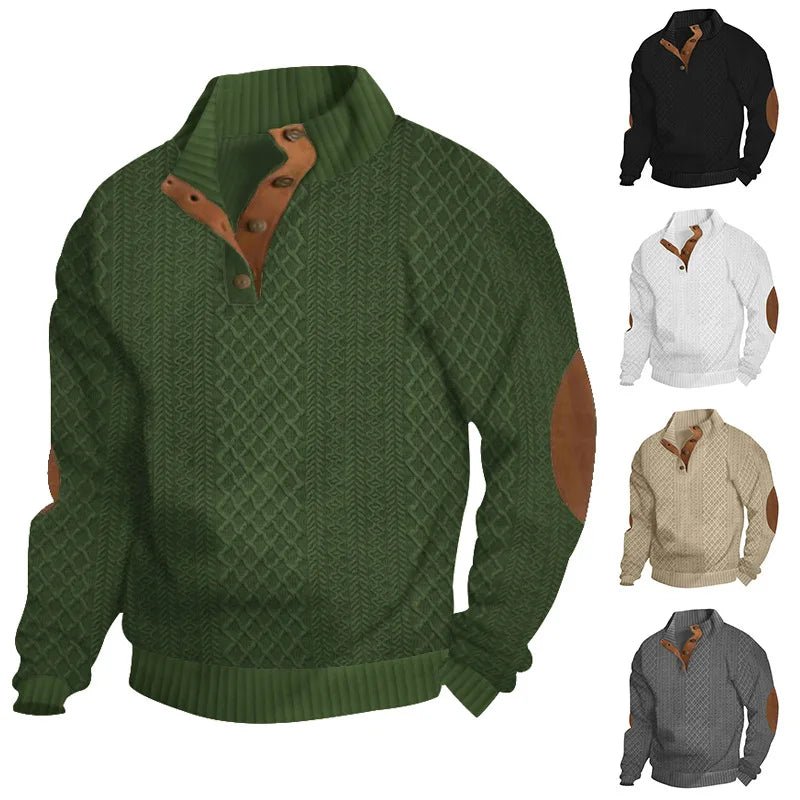 2024 cross-border hot-selling autumn and winter men's casual stand-up collar long-sleeved jacquard knitted pullover sweater - Chrissy's Eye