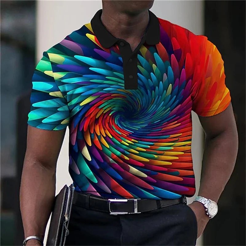 Summer Men's Collar Polo Shirt Golf Optical Illusion 3d Print Street Short Sleeves Print Clothing Designer Breathable Shirts - Chrissy's Eye