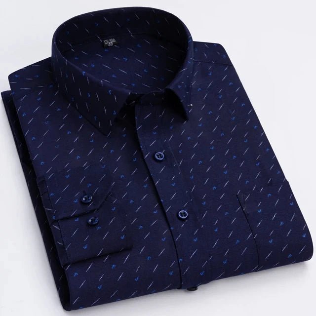 Men's Long Sleeve Shirt High-quality Fashion Casual Print Plaid Stripe Single Pocket - Chrissy's Eye