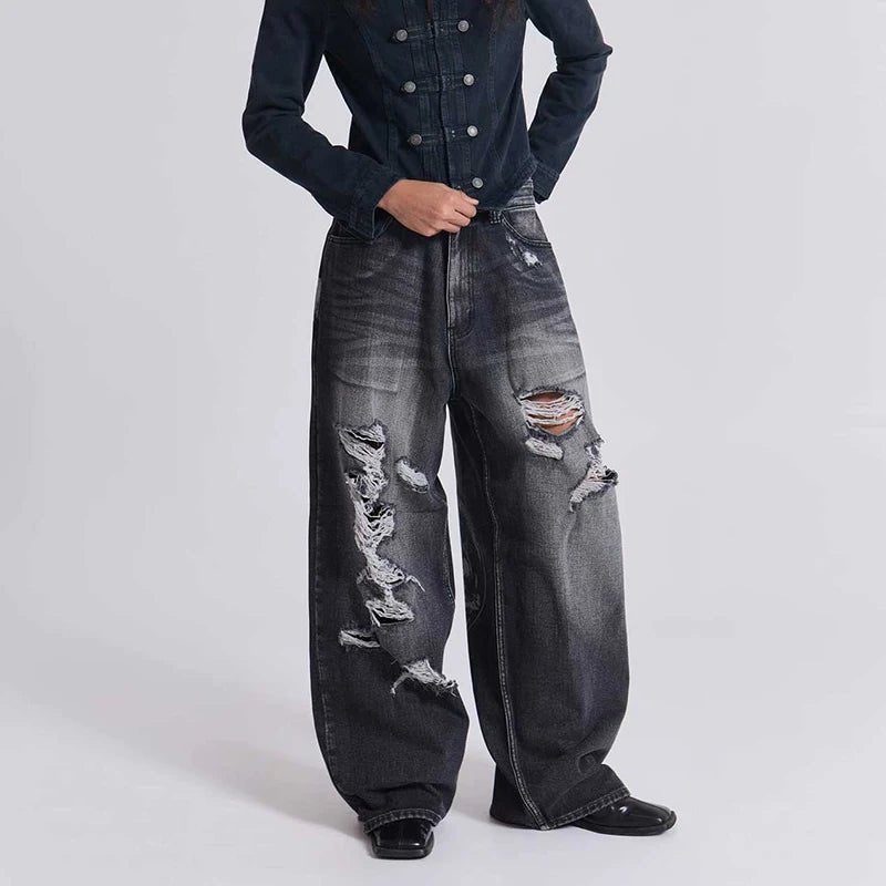 Hip Hop American Y2K Women Jeans High Street Vintage Gothic Print Fashion Casual Couple Wide-leg Pants Unisex Punk Work Pants - Chrissy's Eye