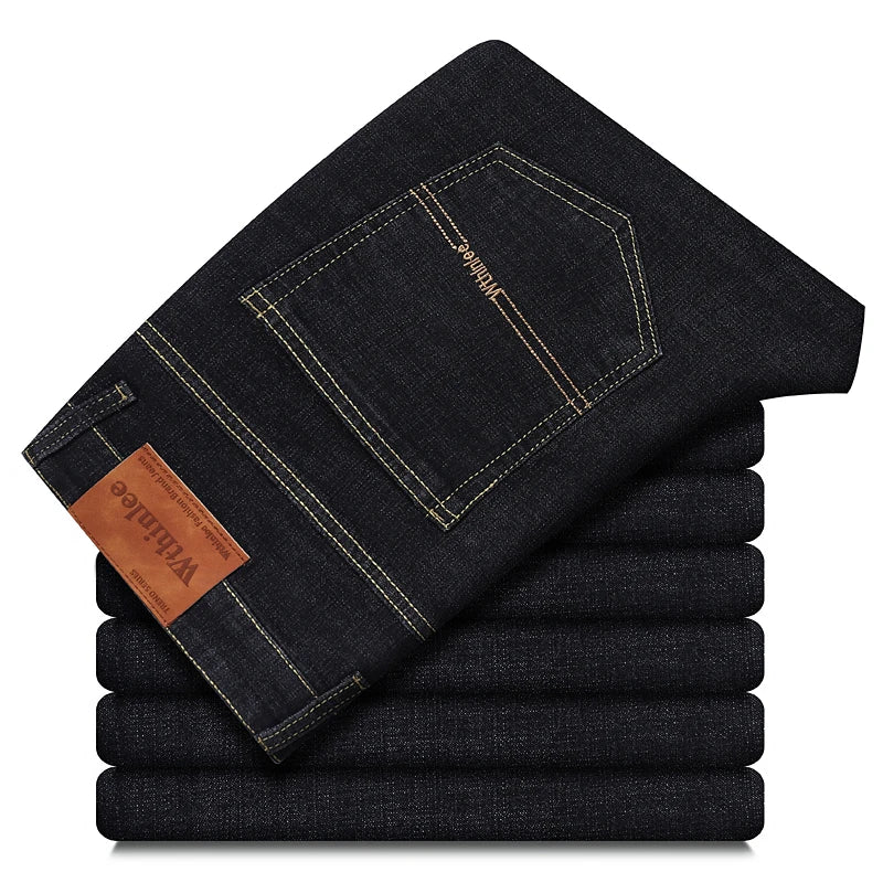 2026 New Style Business Men's Jeans Casual Straight Stretch Fashion Classic Blue Black Work Pant Denim Trousers Male Clothing - Chrissy's Eye