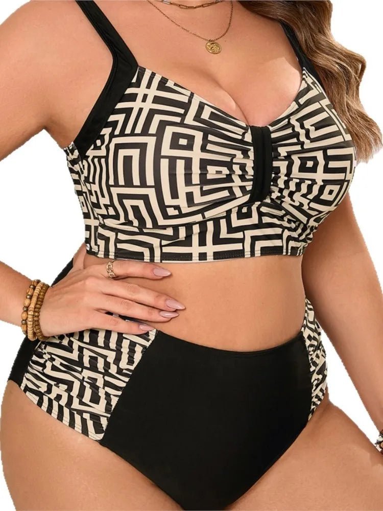 Plus Size High Waist Bikini Women's Push Up Large Size Swimsuit 2025 Summer Mujer Big Size Tummy Control Swimwear Bikini Sets - Chrissy's Eye