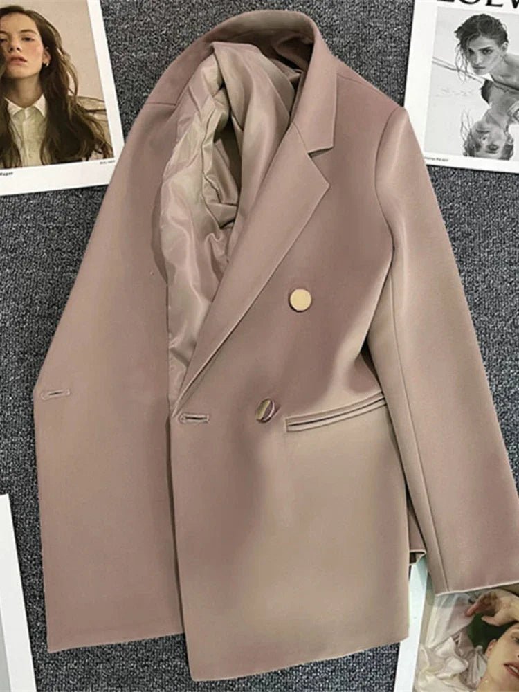 Women Suit Blazer Elegant Coat 2025 Spring Autumn Fashion Korean Blazer Luxury Double Breasted Jacket Solid Ladies Tops Clothes - Chrissy's Eye