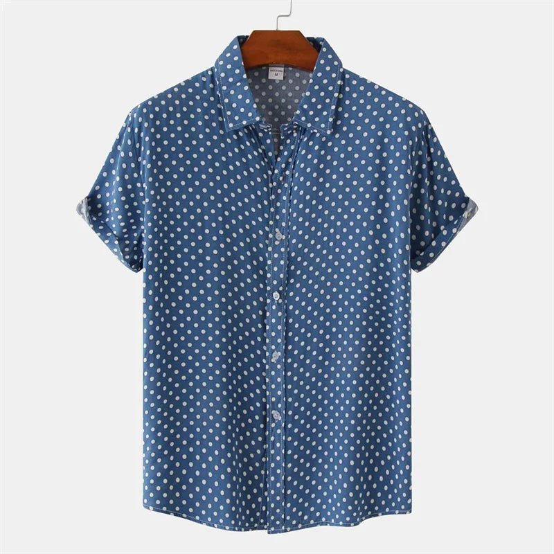 New Solid Colored Dots Hawaiian Shirt Men Casual Short Sleeves Summer 3d Printed Button Blouse Tops Party Street Button Shirts - Chrissy's Eye