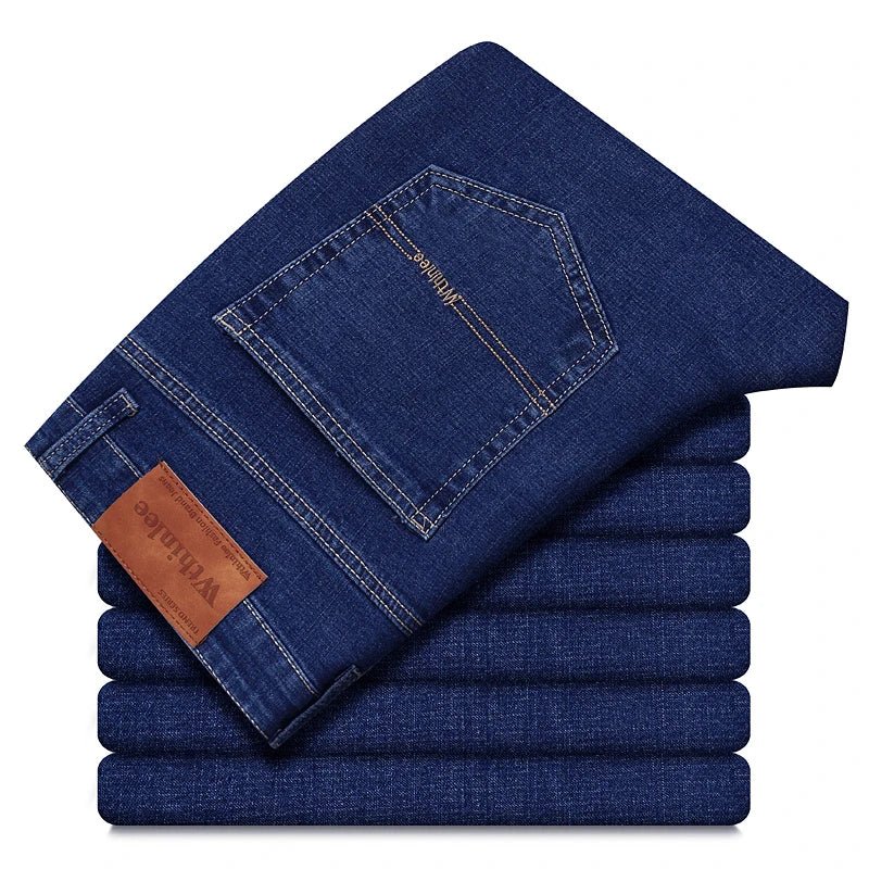 2026 New Style Business Men's Jeans Casual Straight Stretch Fashion Classic Blue Black Work Pant Denim Trousers Male Clothing - Chrissy's Eye