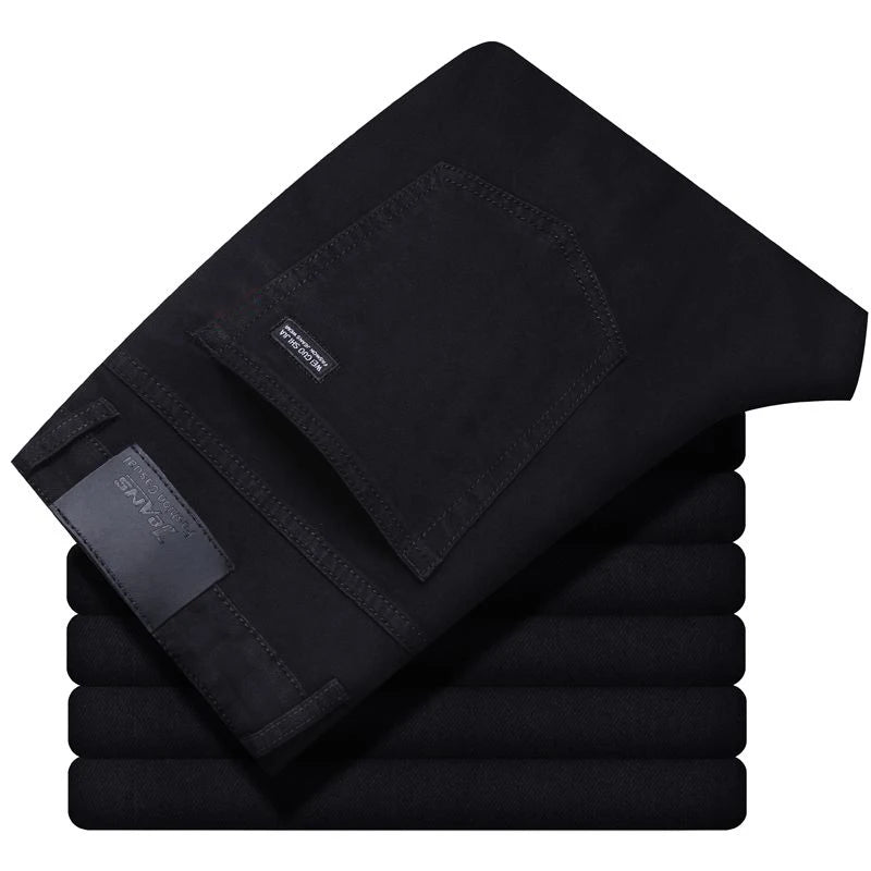 Men's classic high-end fashion versatile jeans, soft and slightly elastic black business denim pants, stylish upper body - Chrissy's Eye