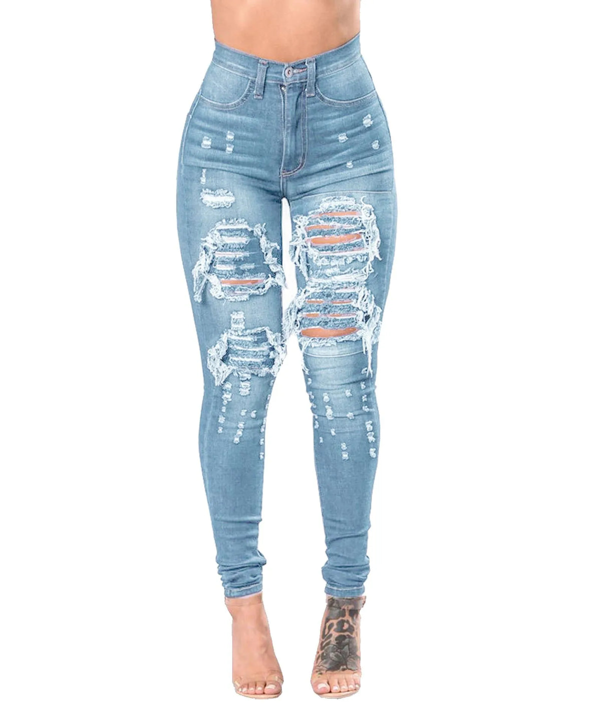 HOLE Denim Women's High Waist Ripped Jeans Skinny-Jeans - Chrissy's Eye