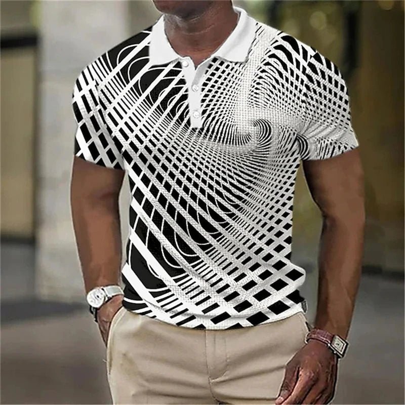 Summer Men's Collar Polo Shirt Golf Optical Illusion 3d Print Street Short Sleeves Print Clothing Designer Breathable Shirts - Chrissy's Eye