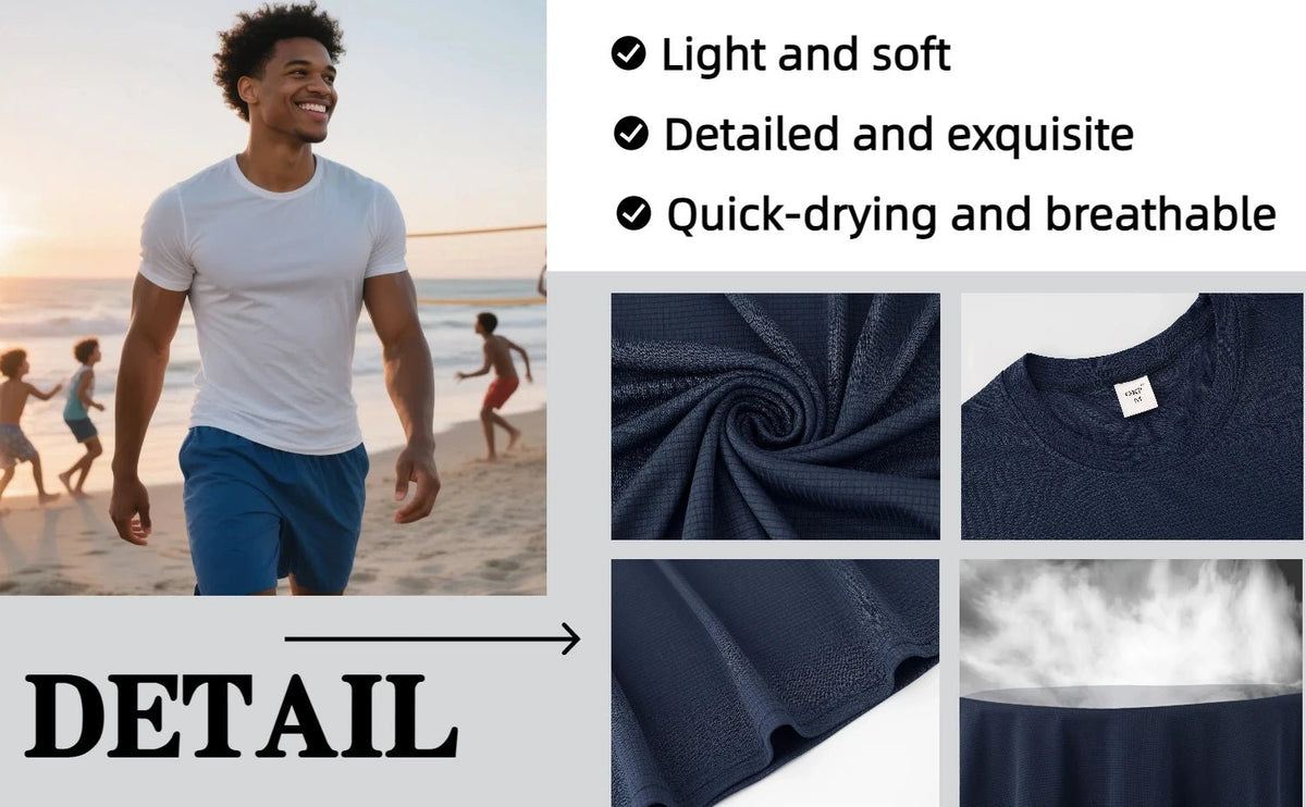 5Pcs Men's Quick Dry Basic Short Sleeve Gym Running Street Outdoor Exercise Sport Shirt Tops Lightweight - Chrissy's Eye