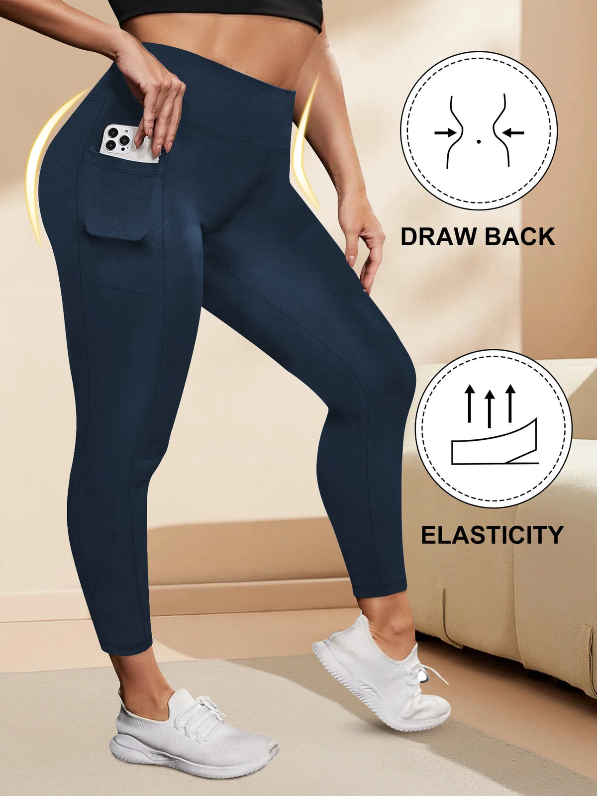 Women's High-Waisted Yoga Pants Plus Size Butt-Lifting Workout Leggings with Pockets Elastic Activewear for Gym & Running - Chrissy's Eye