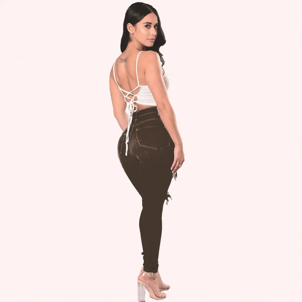 HOLE Denim Women's High Waist Ripped Jeans Skinny-Jeans - Chrissy's Eye