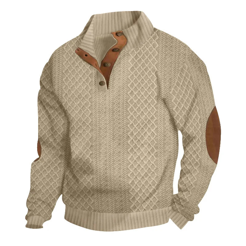 2024 cross-border hot-selling autumn and winter men's casual stand-up collar long-sleeved jacquard knitted pullover sweater - Chrissy's Eye