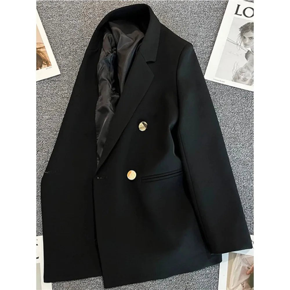 Women Suit Blazer Elegant Coat 2025 Spring Autumn Fashion Korean Blazer Luxury Double Breasted Jacket Solid Ladies Tops Clothes - Chrissy's Eye