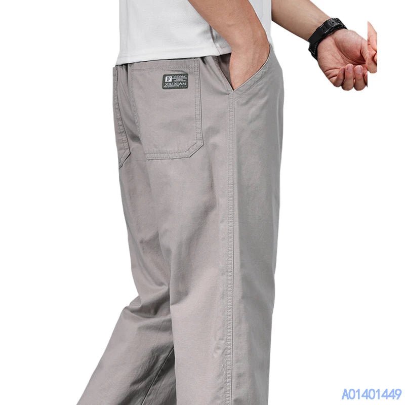 Big Size Mens Casual Pants Relaxed Fit Cotton Trousers Elastic Waist Drawstring Sweatpants Mens Jogger Pants Summer Spring - Chrissy's Eye