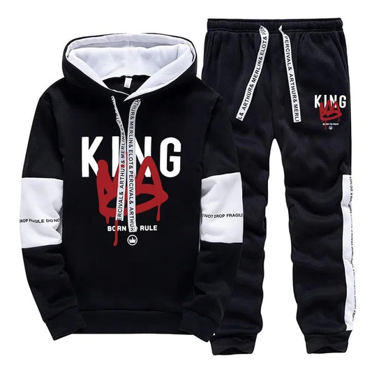 King Print Mens Tracksuit Casual Sweatshirts Outdoors Sports Jogging Mens Clothing Daily Street Sportswear Single Piece Hoodies - Chrissy's Eye