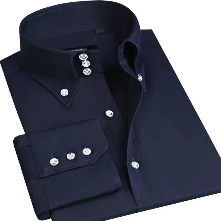 Dress Shirt for Men Button-down Collared Formal Business Long Sleeve Casual Fashion Slim Fit - Chrissy's Eye