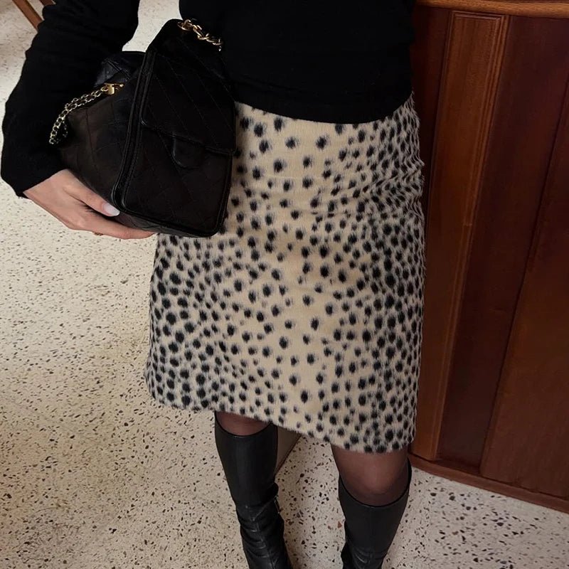 Zebra Print High Waist Midi Skirt Front Ruched Straight 2026 Autumn Vintage Street Women Bottom Skirt Elegant Casual Skirt - Chrissy's Eye