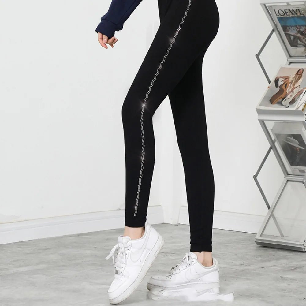 Bright Drill Glitter Leggings High Waist Super Elastic Diamonds Glitter Pants Thicken Harem Pants Leisure Glitter Pant Office - Chrissy's Eye