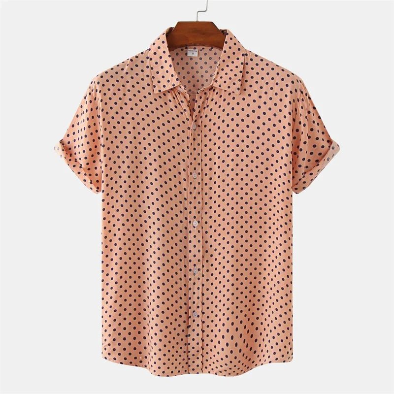 New Solid Colored Dots Hawaiian Shirt Men Casual Short Sleeves Summer 3d Printed Button Blouse Tops Party Street Button Shirts - Chrissy's Eye