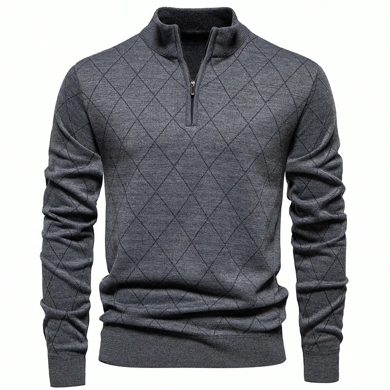 New Fashion Mens Knit Sweater American Half Zip Fleeced Knitwear Men's Stand Collar Casual Sweaters Pullovers - Chrissy's Eye