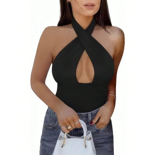 Plus Size 1XL-5XL New Women Hottie Sexy Cross Halterneck Jumpsuit Womens Bathing Suit - Chrissy's Eye