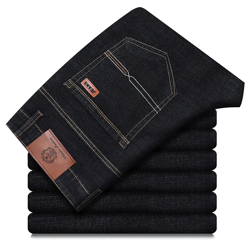 2026 New Style Business Men's Jeans Casual Straight Stretch Fashion Classic Blue Black Work Pant Denim Trousers Male Clothing - Chrissy's Eye
