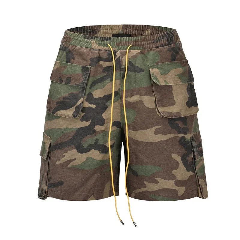 Summer New Fashion Men's Multi Pocket Camouflage Drawstring Jeans Knee Length Shorts Casual Trendy Loose Denim Cargo Shorts Male - Chrissy's Eye