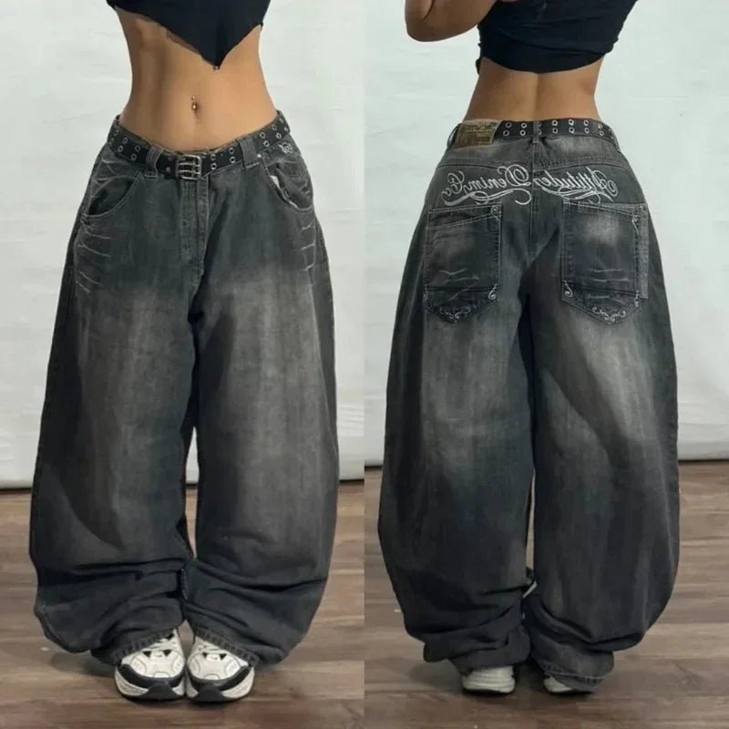 Y2K American New Fashion Tiger Print Loose Jeans Women High Street Harajuku Wind Trend Casual Joker High Waist Wide Leg Pants - Chrissy's Eye