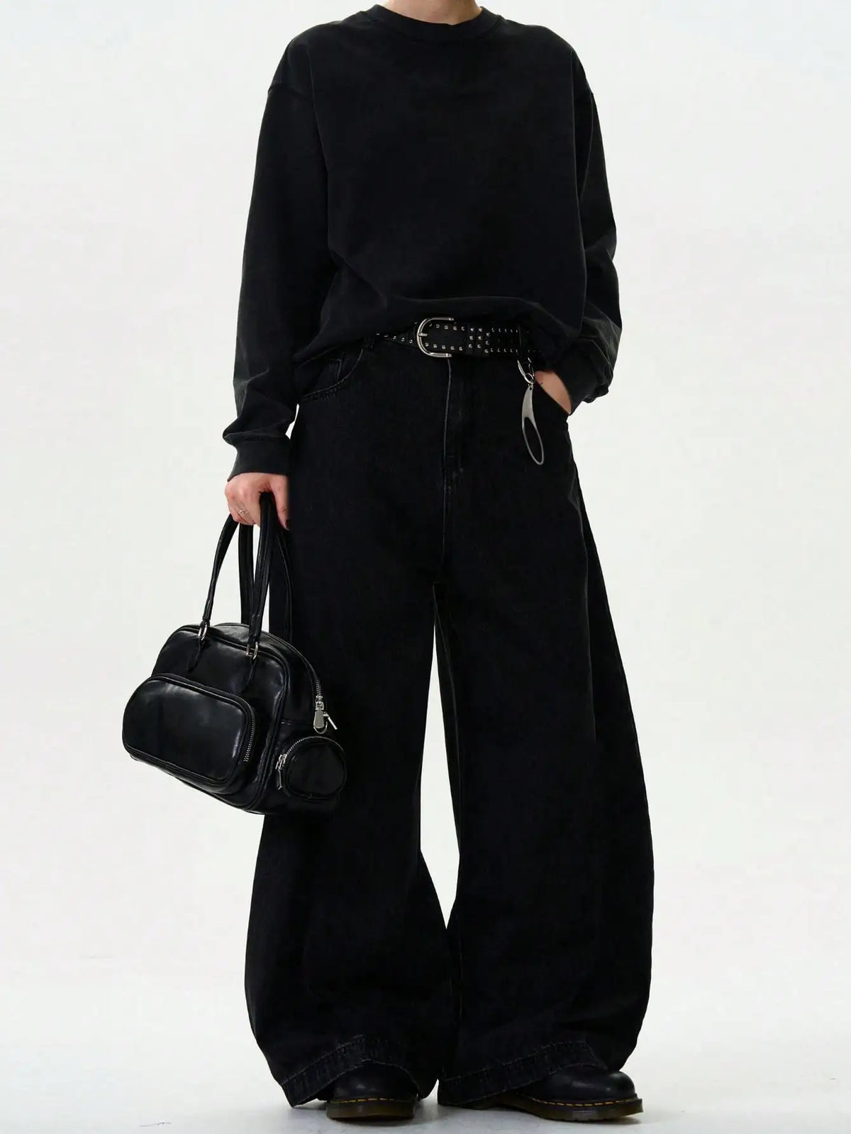 High Streets Spring Summer Men's Jeans American Baggy Wide Leg Curved Knife Denim Pants Loose Solid Color Male Trendy Trousers - Chrissy's Eye