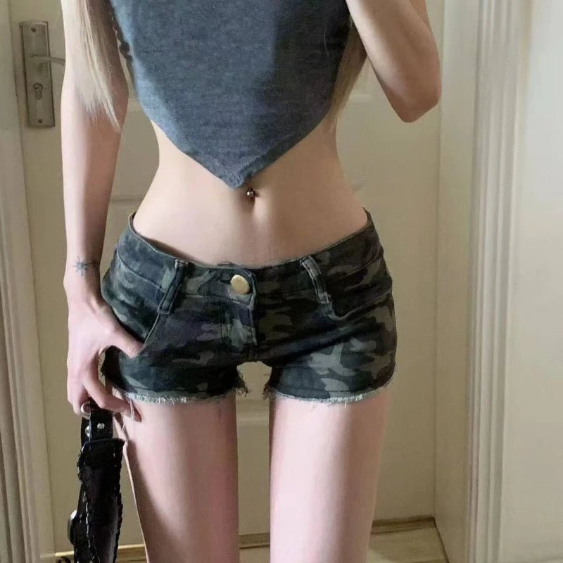 Y2k Streetwear Harajuku E-girl Summer Women 2000s Grunge Kpop Japanese Gyaru Low Rise Jean Shorts Slim Denim Hot Pants Trashy - Chrissy's Eye