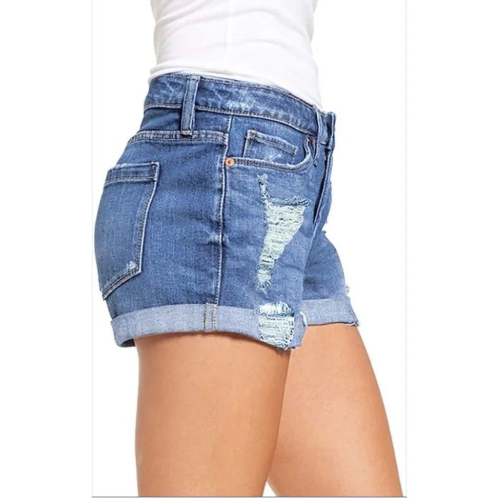 Summer Students Denim Shorts Women 2026 Female Harajuku Cotton HOLE Jeans Ladies Elastic Pockets Harem Trousers Short Pants - Chrissy's Eye