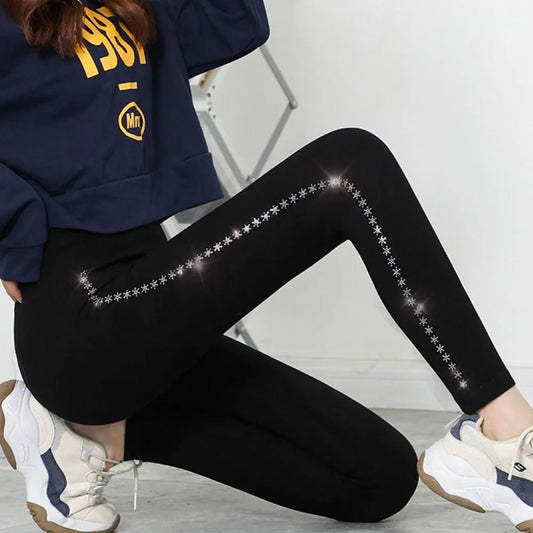 Bright Drill Glitter Leggings High Waist Super Elastic Diamonds Glitter Pants Thicken Harem Pants Leisure Glitter Pant Office - Chrissy's Eye