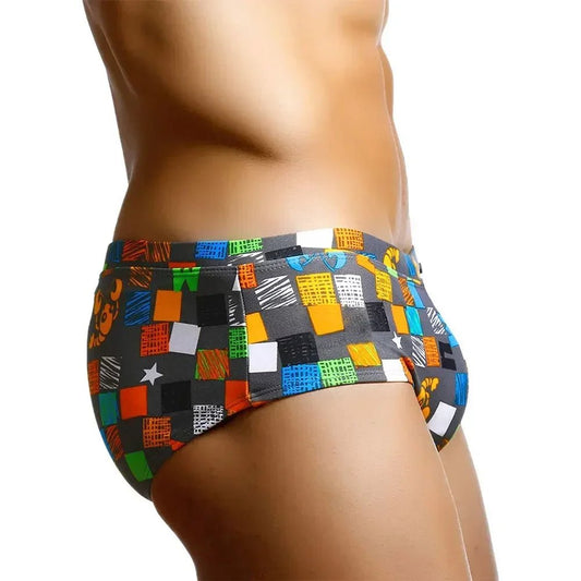 Sexy Summer Men Swimwear Swimsuits Square Graffiti Surf Swim Boxer Briefs Bikini Shorts Beach Trunks Boardshorts Brazilian Cut - Chrissy's Eye