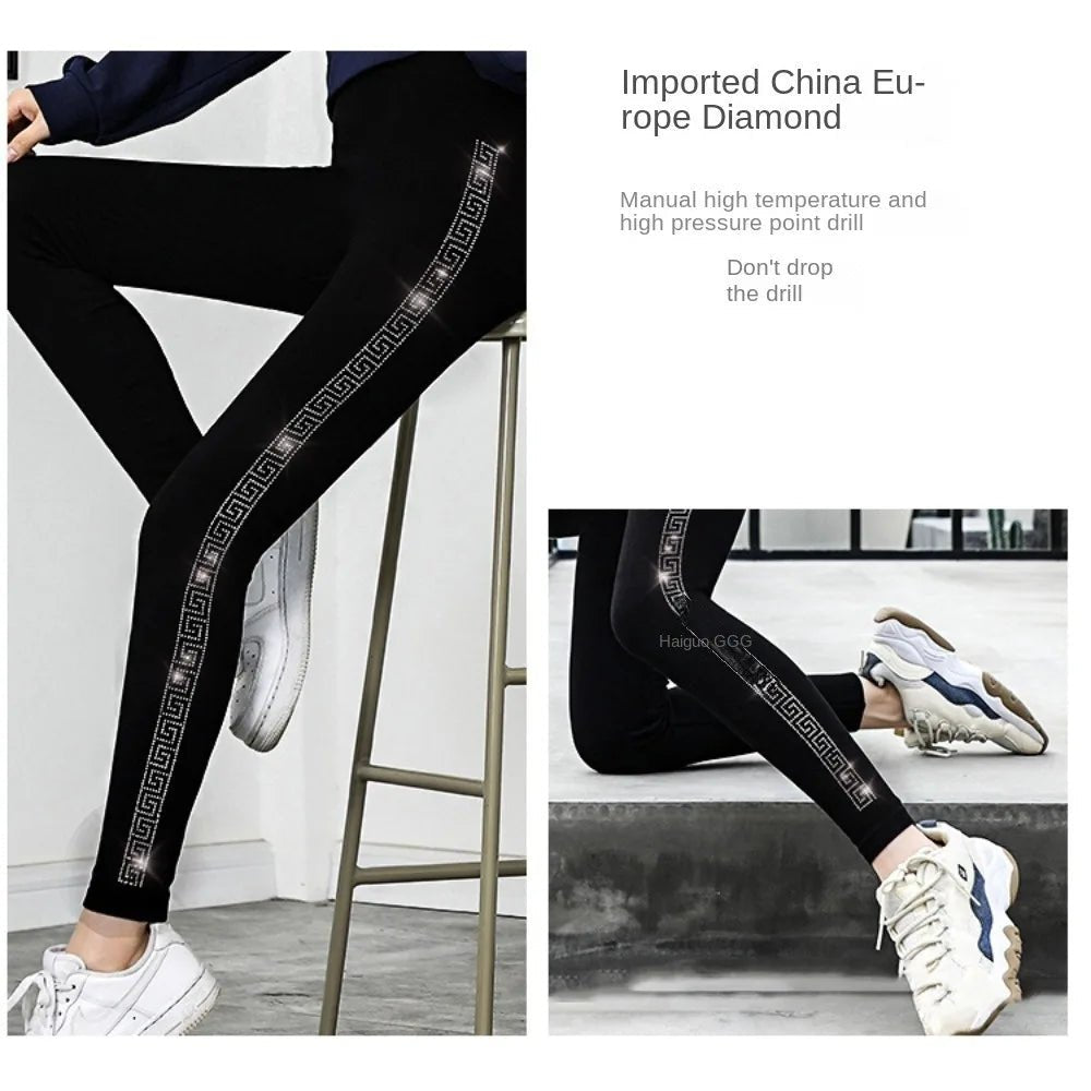 Bright Drill Glitter Leggings High Waist Super Elastic Diamonds Glitter Pants Thicken Harem Pants Leisure Glitter Pant Office - Chrissy's Eye
