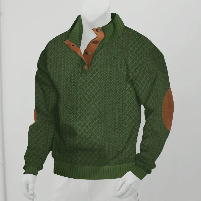2024 cross-border hot-selling autumn and winter men's casual stand-up collar long-sleeved jacquard knitted pullover sweater - Chrissy's Eye