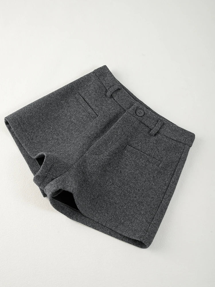 Women's 2025 Winter Thick Wool Blend Shorts - Korean High Waisted Slimming Bodycon 3/4 Booty Shorts - Chrissy's Eye
