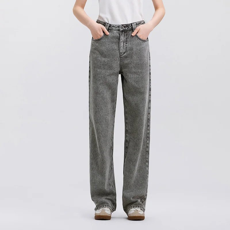 Semir Jeans Women Heightening Pure Cotton Long Trousers Autumn 2024 New Flesh-hiding Wide-leg Trousers - Chrissy's Eye