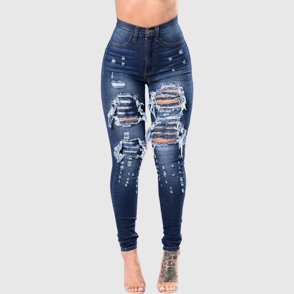 HOLE Denim Women's High Waist Ripped Jeans Skinny-Jeans - Chrissy's Eye