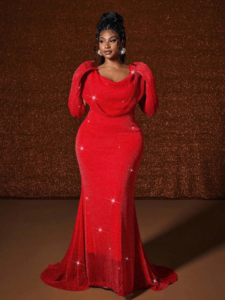 Plus Size Hat Sexy Waistband Hot Gold Fish Tail Swing Long Solid Colour Fishtail Slim Package Hip Dress Hooded - Chrissy's Eye