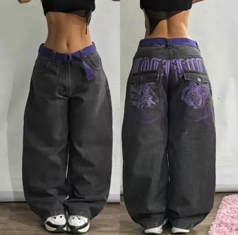 Y2K American New Fashion Tiger Print Loose Jeans Women High Street Harajuku Wind Trend Casual Joker High Waist Wide Leg Pants - Chrissy's Eye