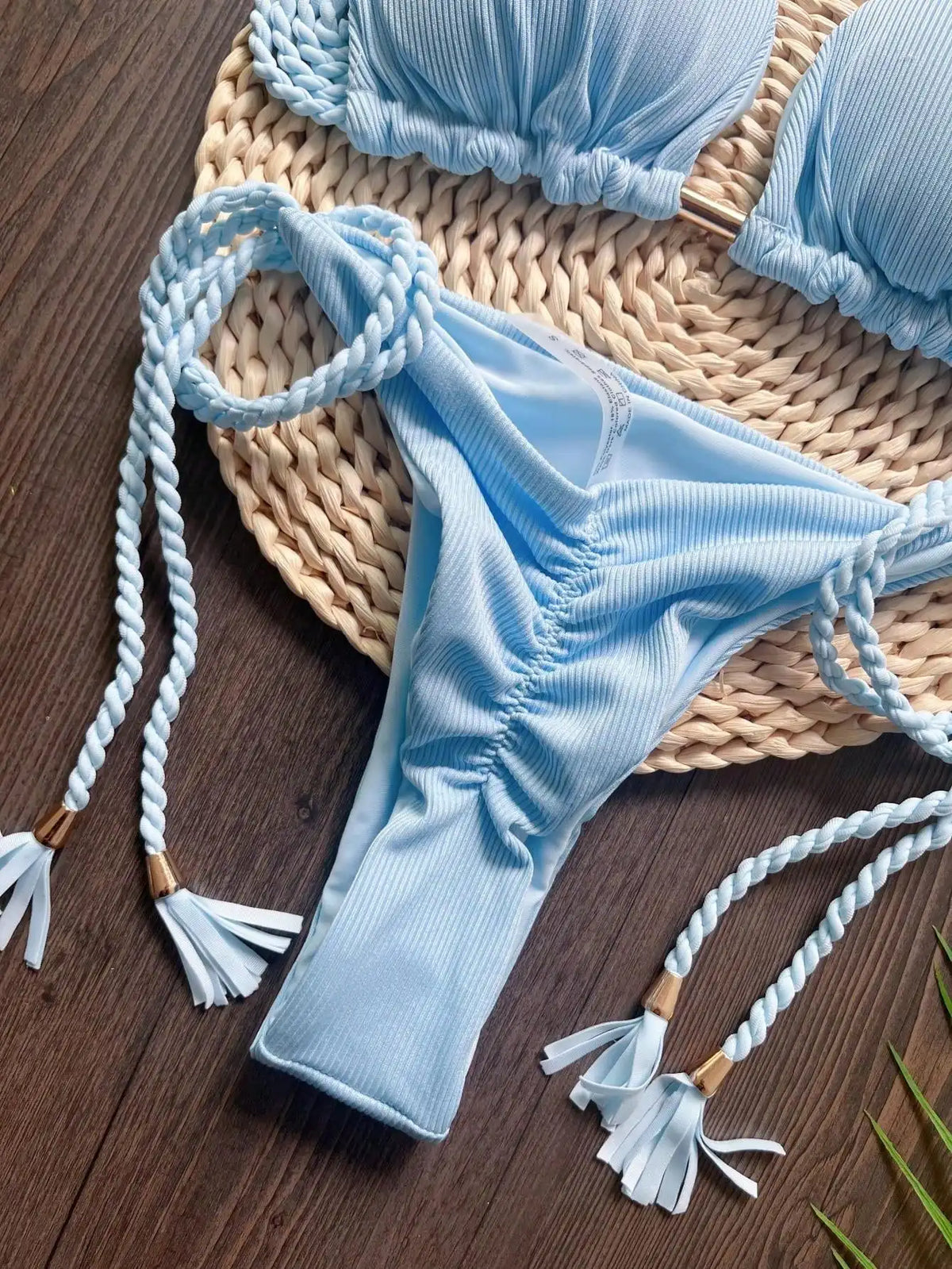 RUOTONSEPT 2024 Sexy Women Swimsuit Braiding rope Bikini Set Two-piece Triangle Solid Swimwear Bathing Suit Brazilian Biquinis - Chrissy's Eye