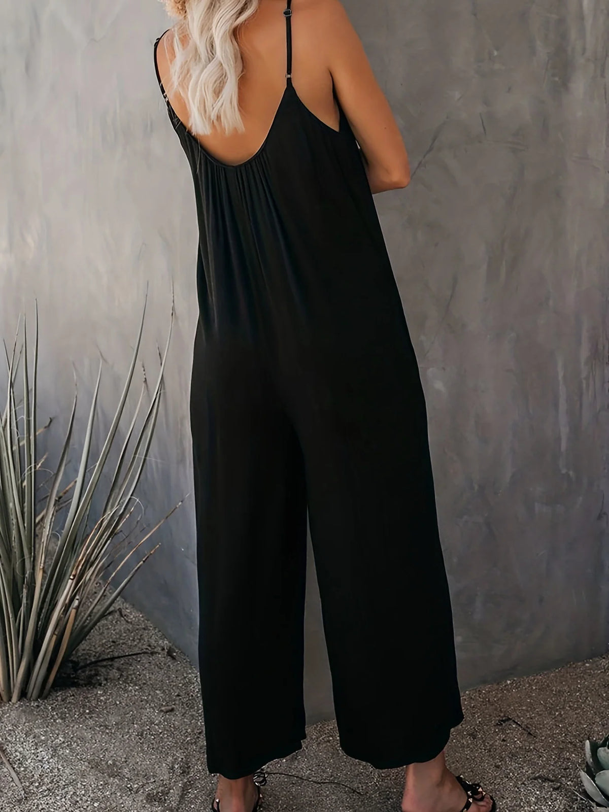 Plus Size Women's 2025 Summer Jumpsuit - Sleeveless Wide Leg Romper with Side Pockets, Casual One Piece Outfit - Chrissy's Eye