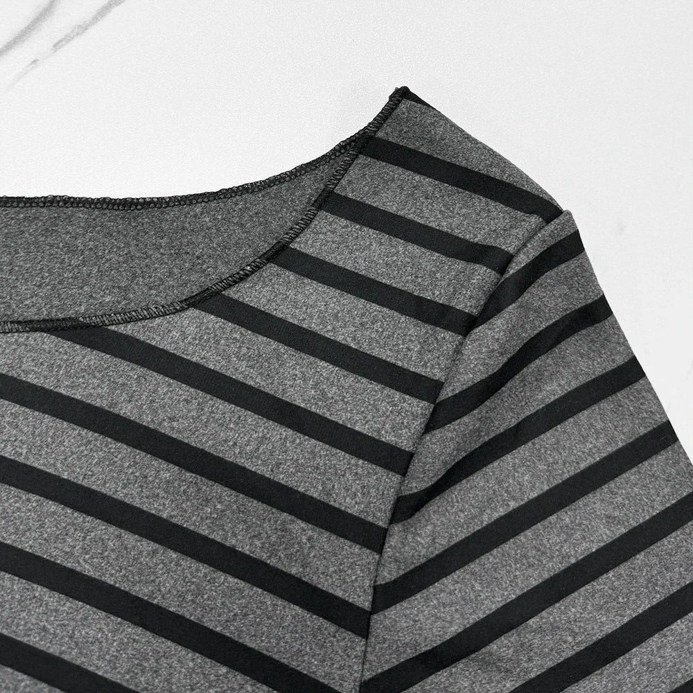 Spring Fall Women's New Japanese Basic Models Slim Long-Sleeved Striped t-Shirt Strapless Korean Street Style y2k Thin Tops - Chrissy's Eye