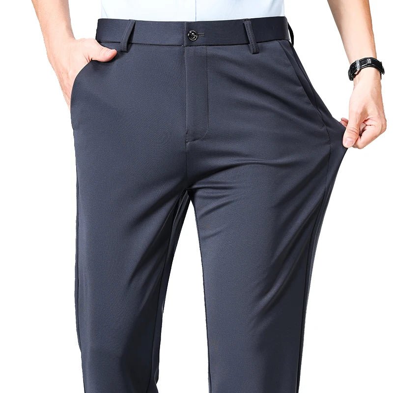 Spring Summer Thin Trousers Men Formal Dress Suit Pants Work Pants Quality Business Casual Pants Black Wine Red Long Pants - Chrissy's Eye