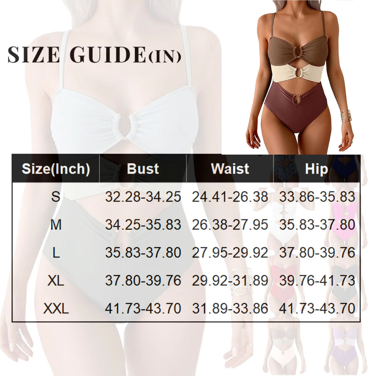 Sexy Cutout Swimsuit Solid Color Summer Spaghetti Strap Color Block Ring Detail One Piece Beach High Cut Bathing Suit - Chrissy's Eye