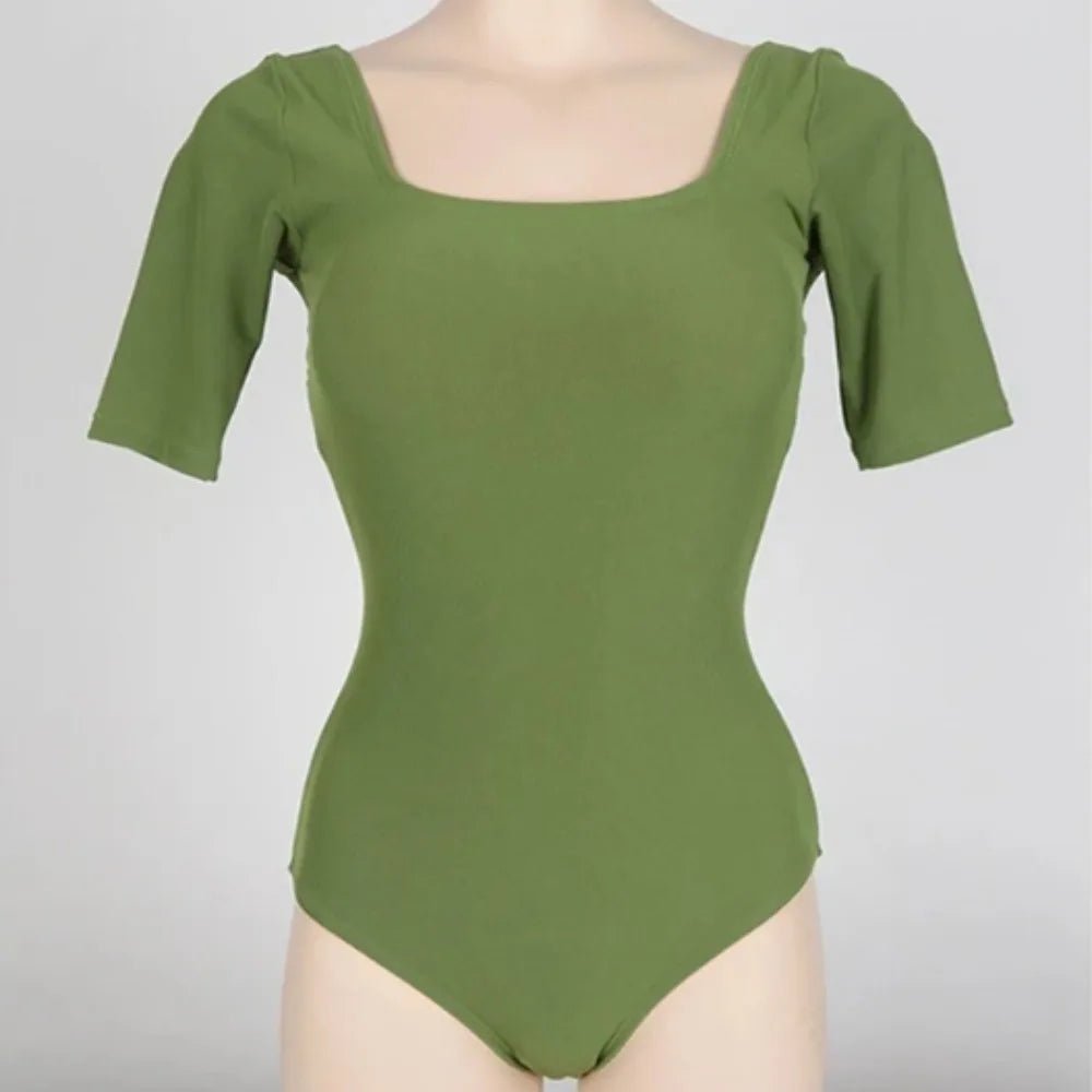 Korean Version Solid Color Hollow Out Swimsuit Slim Design Mesh Cut Backless Swimsuit High Waist Short Sleeve Swimwear Vacation - Chrissy's Eye