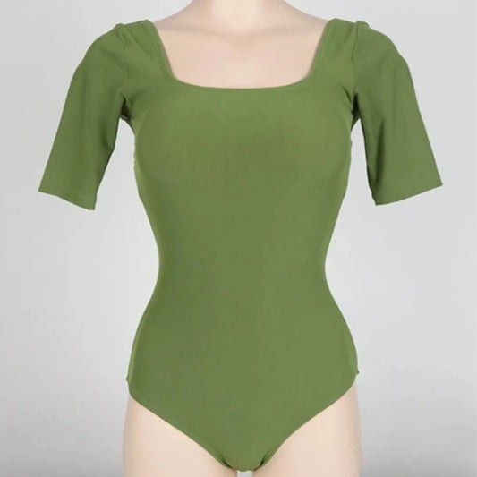 Korean Version Solid Color Hollow Out Swimsuit Slim Design Mesh Cut Backless Swimsuit High Waist Short Sleeve Swimwear Vacation - Chrissy's Eye