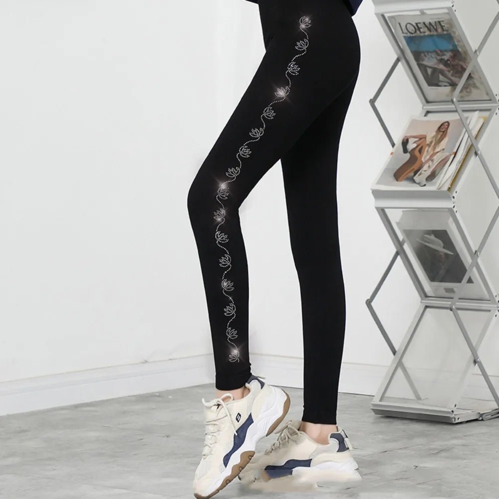 Bright Drill Glitter Leggings High Waist Super Elastic Diamonds Glitter Pants Thicken Harem Pants Leisure Glitter Pant Office - Chrissy's Eye