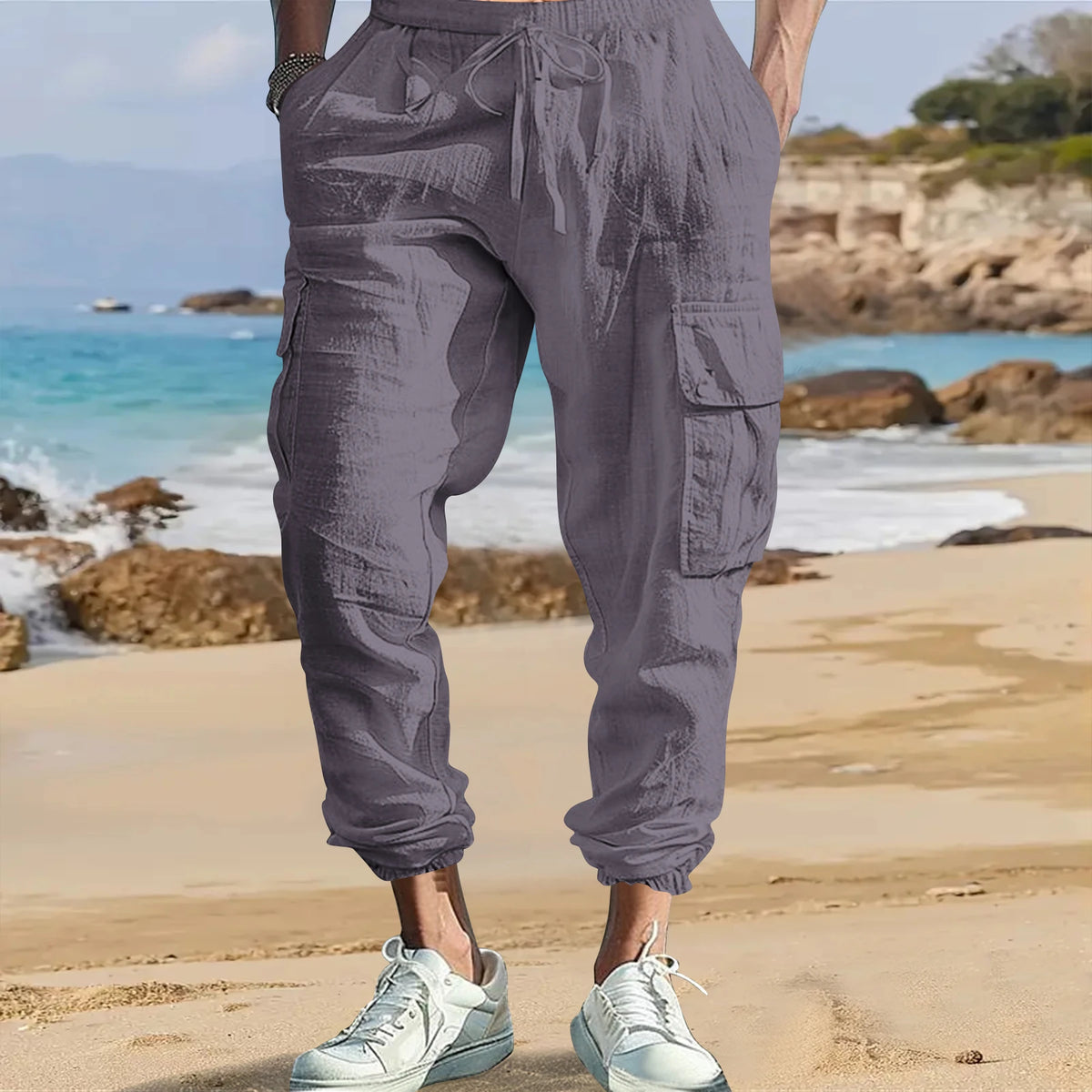 2025 European and American Autumn New Men's Casual Sports Cotton and Hemp Pants - Chrissy's Eye
